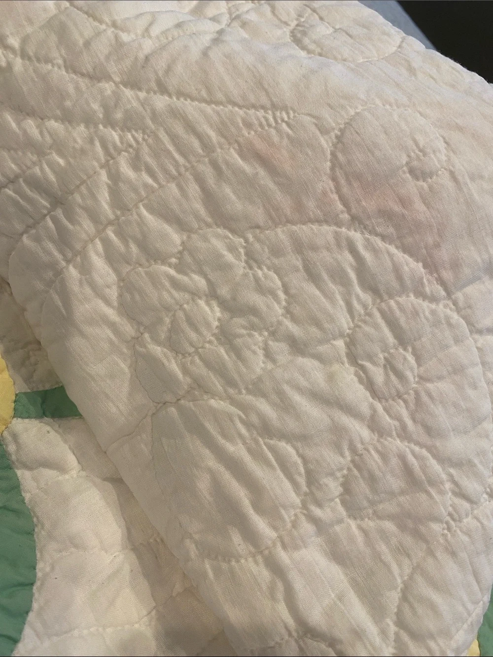 Handmade Cotton White Floral Quilt with Pastel florals appliqué